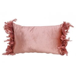 Poduszka różowa z piórami 50 x 30 cm