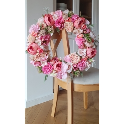 Wianek wiosenny na drzwi Różowe Kwiaty 45 cm
