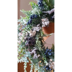 Wieniec zimowy świąteczny na drzwi Srebro i Granat 50 cm