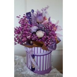 Flower Box z suszonych i stabilizowanych kwiatów dla Nauczyciela L Lawenda