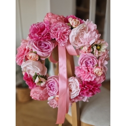 Wianek na drzwi, ścianę Romantyczny Róż 30 cm