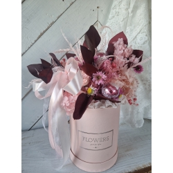 Słodki Flower Box Prezent Komunia Dzień Mamy Stabilizowane Kwiaty
