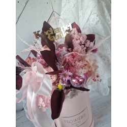 Słodki Flower Box Prezent Komunia Dzień Mamy Stabilizowane Kwiaty