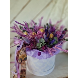 Słodki Bukiet Flower Box z suszone i stabilizowane kwiaty Róże Dzień Mamy