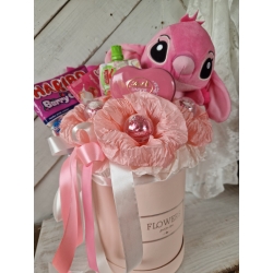 Słodki Flower Box Maskotka Różowa Stich Prezent Komunia