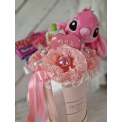 Słodki Flower Box Maskotka Różowa Stich Prezent Komunia