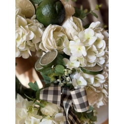 Wianek na drzwi Mojito. Limonki i Hortensje 55 cm