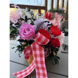 Flower Box Rubinowa Nostalgia Stabilizowane kwiaty