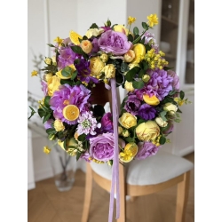 Wianek na drzwi Peoniowe Limoncello 43 cm