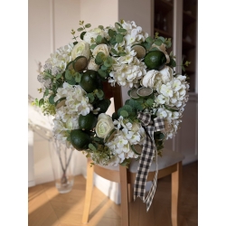 Wianek na drzwi Mojito. Limonki i Hortensje 55 cm