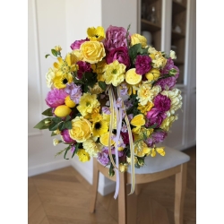 Wianek na drzwi Peoniowe Limoncello 50 cm