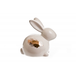 Duży ceramiczny królik ze złotym piórem