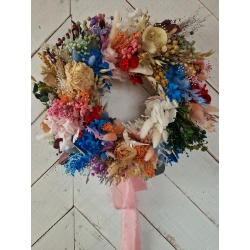 Wianek naturalny z suszonych i stabilizowanych kwiatów Tęcza Natury 35 cm