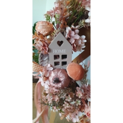 Wianek jesienny wiklinowy na drzwi Dynie, Róże i Grzybki 40 cm