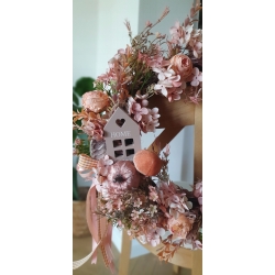 Wianek jesienny wiklinowy na drzwi Dynie, Róże i Grzybki 40 cm