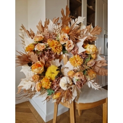 Wianek jesienny na drzwi Dynie Róże i Hortensje 50 cm