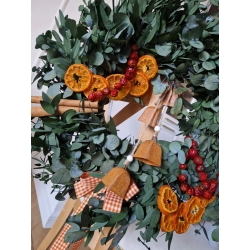 Wianek stroik zimowy świąteczny na drzwi Boże Narodzenie natura Eukaliptus