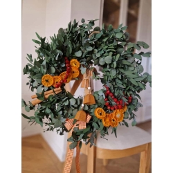 Wianek stroik zimowy świąteczny na drzwi Boże Narodzenie natura Eukaliptus