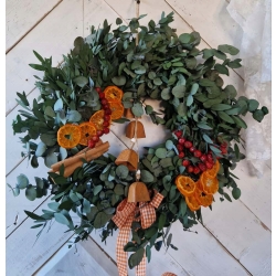 Wianek stroik zimowy świąteczny na drzwi Boże Narodzenie natura Eukaliptus