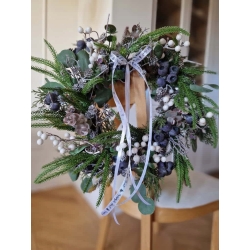 Wianek zimowy świąteczny na drzwi Jagody i Eukaliptus