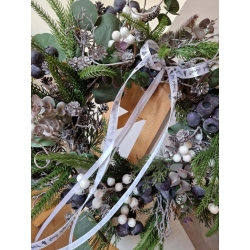 Wianek zimowy świąteczny na drzwi Jagody i Eukaliptus