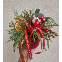 Stroik świąteczny na stół Bożonarodzeniowy Czerwony Pomarańcze cynamon